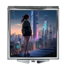 Складное зеркало квадратное Девушка на краю крыши ZER2-0442