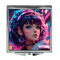 Складное зеркало квадратное Девушка киберпанк ZER2-0447