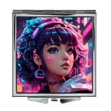 Складное зеркало квадратное Девушка киберпанк ZER2-0447