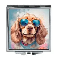 Складное зеркало квадратное Собака в очках ZER2-0451