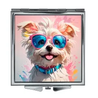 Складное зеркало квадратное Уайт терьер в очках ZER2-0452