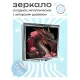 Складное зеркало квадратное Дракон и цветы ZER2-0464
