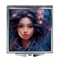 Складное зеркало квадратное Девушка с длинными волосами ZER2-0473