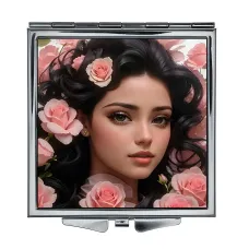 Складное зеркало квадратное Женщина с цветами ZER2-0482