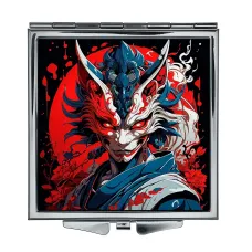 Складное зеркало квадратное Японская маска демона ZER2-0494