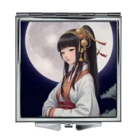 Складное зеркало квадратное Девушка в кимоно и полнолуние ZER2-0495