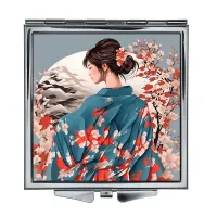 Складное зеркало квадратное Девушка в кимоно ZER2-0497