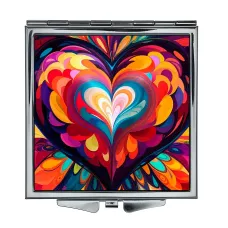 Складное зеркало квадратное Сердце ZER2-0498