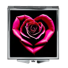 Складное зеркало квадратное Роза сердце ZER2-0500