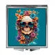 Складное зеркало квадратное Череп в очках и цветы ZER2-0503