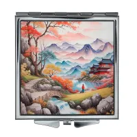 Складное зеркало квадратное Японский пейзаж ZER2-0517