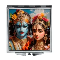 Складное зеркало квадратное Радха и Кришна ZER2-0536