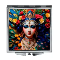 Складное зеркало квадратное Девушка с цветами ZER2-0537