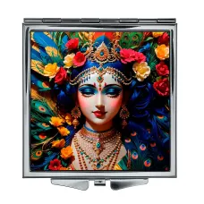 Складное зеркало квадратное Девушка с цветами ZER2-0537