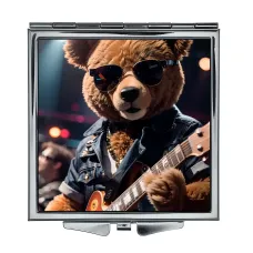 Складное зеркало квадратное Тедди с гитарой ZER2-0543