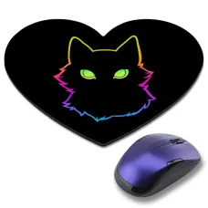 Коврик для мыши Сердце 22х20см Чёрный кот неон KMH114