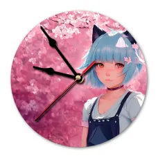 Часы настенные Аниме девушка неко 20см, пластик MCH249
