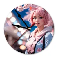 Часы настенные Аниме девушка неко 20 см, пластик MCH253