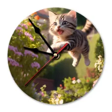 Часы настенные Котёнок в прыжке 20см, пластик MCH262