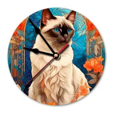 Часы настенные Сиамская кошка 20см, пластик MCH263