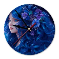 Часы настенные Девушка с синими волосами 20см, пластик MCH274