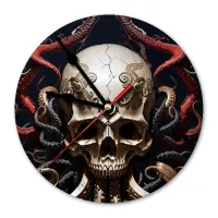 Часы настенные Череп с щупальцами 20 см, пластик MCH288