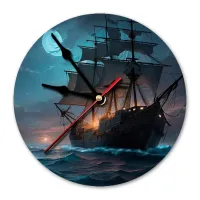 Часы настенные Парусник в полнолуние 20см, пластик MCH294