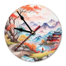 Часы настенные Японский пейзаж 20см, пластик MCH297