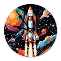 Часы настенные Полет в космос 20см, пластик MCH305