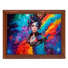 Постер в рамке 22х17см Девушка в красках POSG-0377