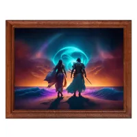 Постер в рамке 22х17см Пара в пустыне POSG-0386