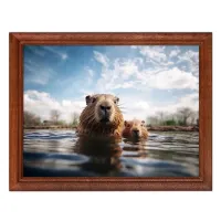 Постер в рамке 22х17см Капибары в воде POSG-0400