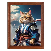 Постер в рамке 17х22см Кот самурай POSV-0471