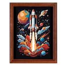 Постер в рамке 17х22см Полет в космос POSV-0483