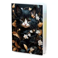 Обложка для паспорта ПВХ Кошка и цветы MOB600