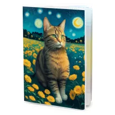 Обложка для паспорта ПВХ Кот звездная ночь MOB602