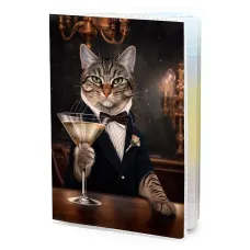 Обложка для паспорта ПВХ Кот с бокалом MOB616
