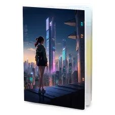Обложка для паспорта ПВХ Аниме девушка на краю крыши MOB637