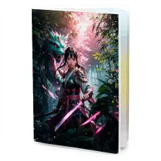 Обложка для паспорта ПВХ Девушка самурай с драконом MOB701