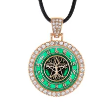 Кулон со стразами Дерево жизни, цвет светлое золото ALKS0202