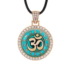 Кулон со стразами Ом, цвет светлое золото ALKS0204