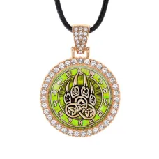 Кулон со стразами Печать Велеса, цвет светлое золото ALKS0206