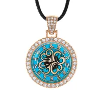 Кулон со стразами Клевер удачи, цвет светлое золото ALKS0211