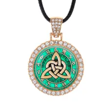 Кулон со стразами Трикветр и сердце, цвет светлое золото ALKS0216