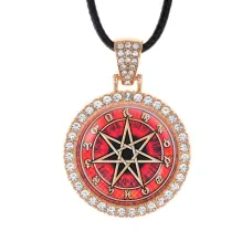 Кулон со стразами Звезда магов, цвет светлое золото ALKS0217