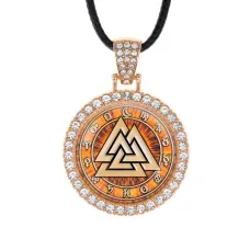 Кулон со стразами Валькнут, цвет светлое золото ALKS0218