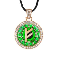 Кулон со стразами Феху, цвет светлое золото ALKS0220