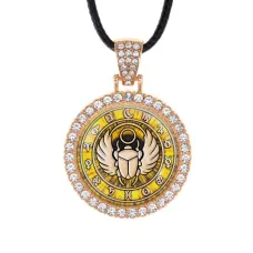 Кулон со стразами Крылатый скарабей, цвет светлое золото ALKS0226