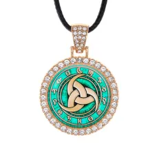 Кулон со стразами Рог Одина, цвет светлое золото ALKS0227