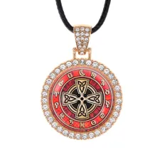 Кулон со стразами Солнечный крест, цвет светлое золото ALKS0231